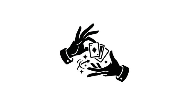 Magician Hands Performing Card Trick Vector Illustration. Magic Illusion, Sleight of Hand, Playing Cards, Casino Gambling Concept Icon Isolated on White Background Graphic Clip Art Design Asset