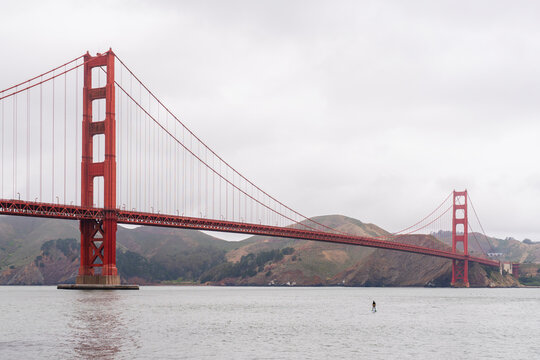 golden gate bridge efoil electric surfer riding water san francisco