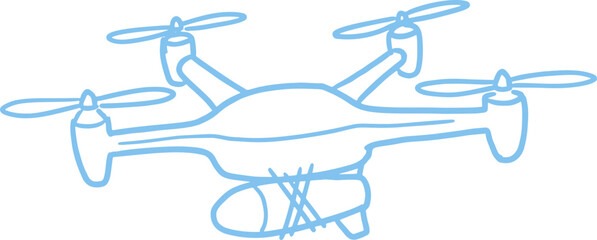 Obraz premium Armed Military Drone Vector Carrying Munition for Strategic Surveillance and Tactical Operation Doodle Illustration with Serious Mood.