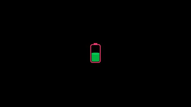 Battery charging indicator showing power cell status with fluid animation  no background