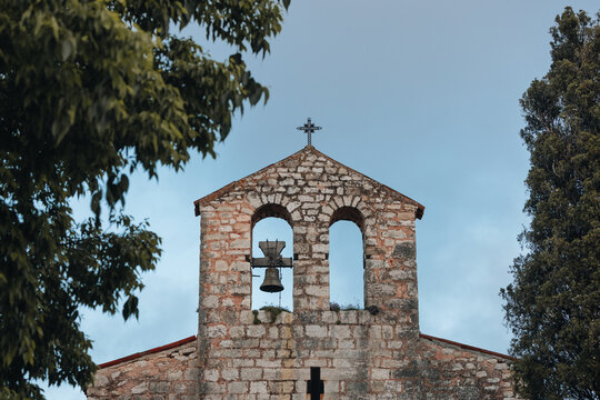 Stone Belfry, Framed by Trees
