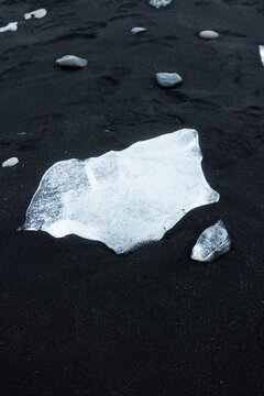 Ice Chunk on Black Sand Beach
