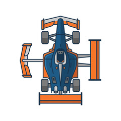 Fototapeta premium Top view of formula one car isolated on transparent background