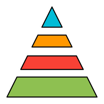Colorful tiered pyramid infographic illustrating hierarchical structure, progress, and various business levels.
