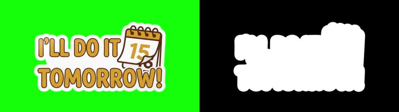 Procrastination and deadline humor sticker pack collage, stop motion animation on green screen