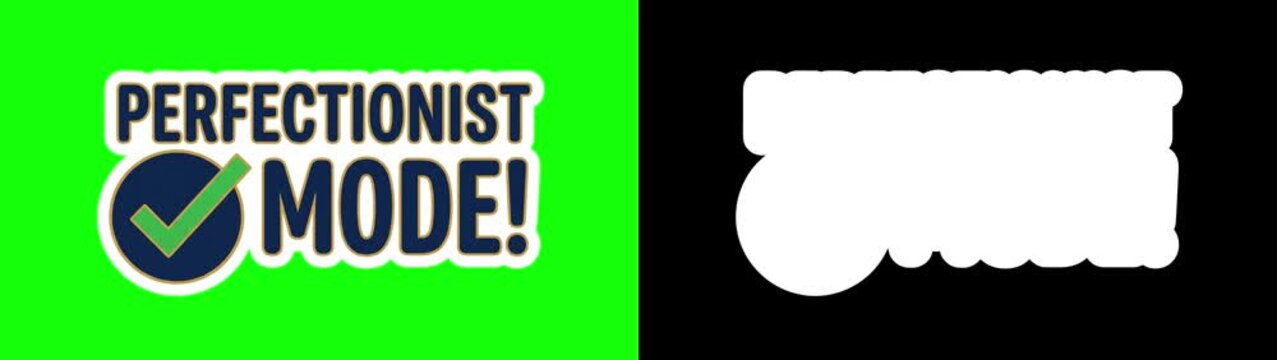 Perfectionist mode sticker pack collage, attention to detail humor, stop motion animation on green screen