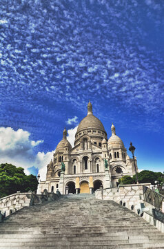 The church of Montmartre in Paris with its imposing staircase without people