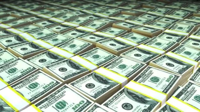  dollar bundles stacked cash rows