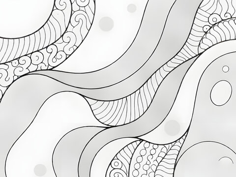 Abstract flowing ribbons mosaic zentangle coloring page