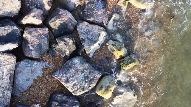 Gentle Waves on Sea Defences at Milford on Sea, Hampshire