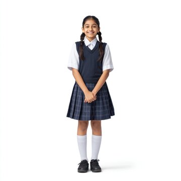 Smiling girl in school uniform