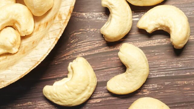 cashews on a wooden table, nuts, healthy food