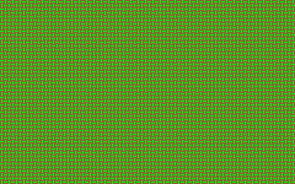 A vibrant digital abstract pattern background featuring a repeating grid of green and orange intersecting lines for modern graphic design