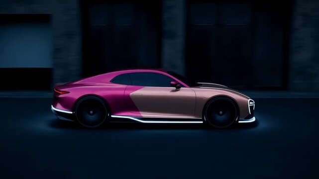 futuristic electric concept car side view driving at night vector
