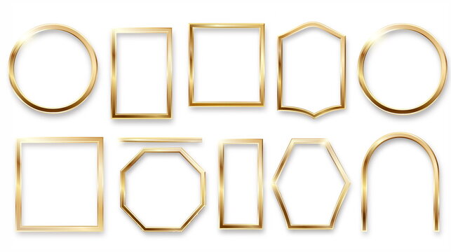 Golden geometric line frame set for luxury design background 高級感のある金色の幾何学ラインフレーム枠背景素材セット