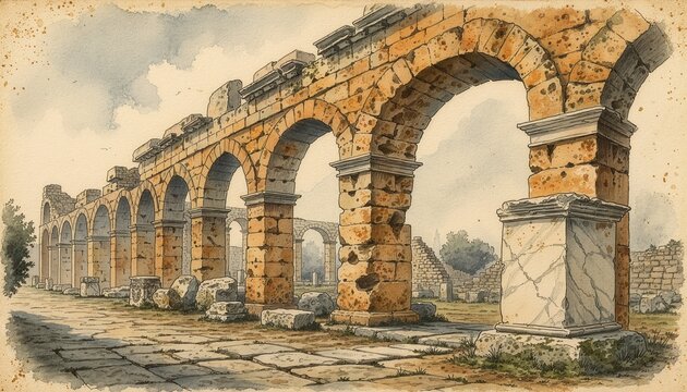Roman arches and stone textures