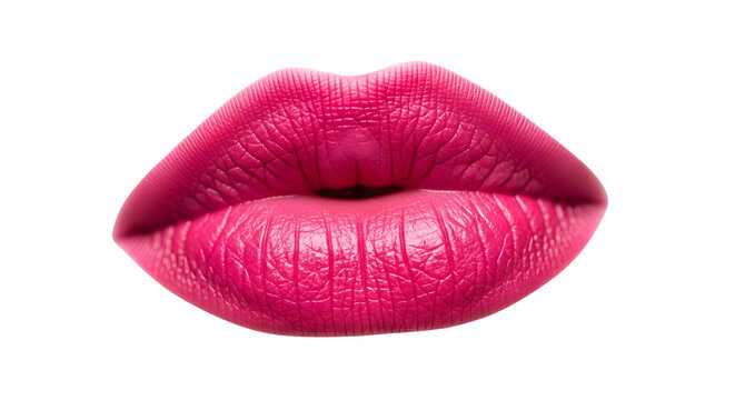 Beautiful female lips with bright pink lipstick smiling