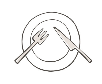 【テーブルマナー】カトラリーのサイン　食事休み（フランス式の例）