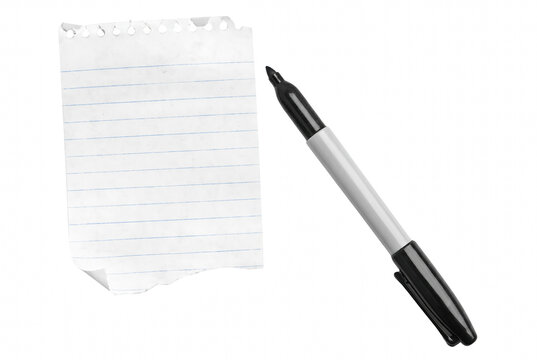 Torn Lined Notebook Paper and Permanent Marker