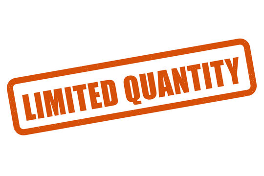 Orange limited quantity rubber stamp style text on black background