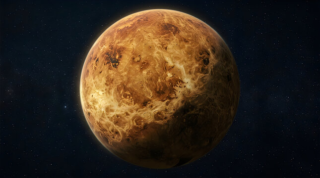 Planet Venus in deep space. Realistic view of the second planet from the Sun.