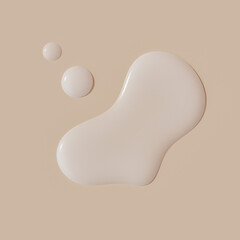 Moisturizing milk essence toner puddle top view flat lay minimal cosmetic skin care product background, hydrating facial ceramide milk drop fluid texture