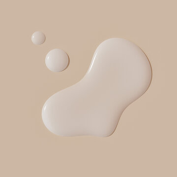 Moisturizing milk essence toner puddle top view flat lay minimal cosmetic skin care product background, hydrating facial ceramide milk drop fluid texture