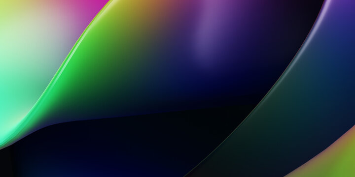 Macro 3d rendering of soft flowing ribbon with beautiful rainbow gradient and shadow. Abstract minimalist
