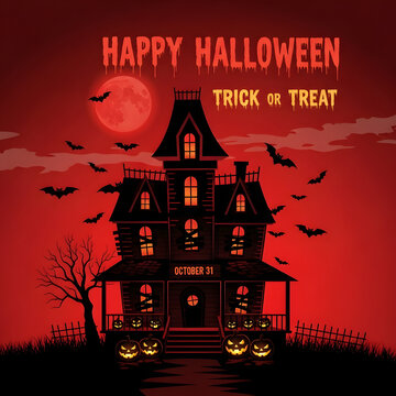 halloween background with castle and pumpkin