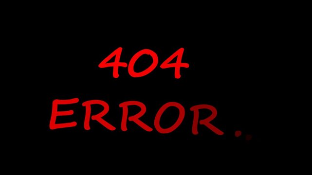 404 error glitch digital screen Suitable for website error pages or technology related designs.4k animation with alpha channel on transparent background