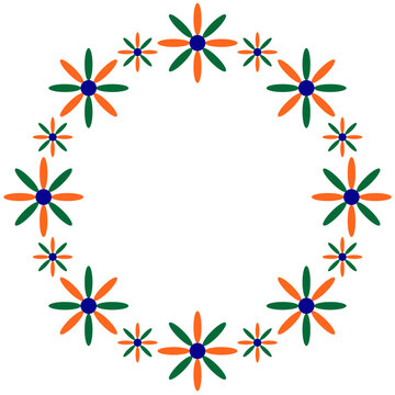 Indian Flag Colour Flower Pattern In Circle