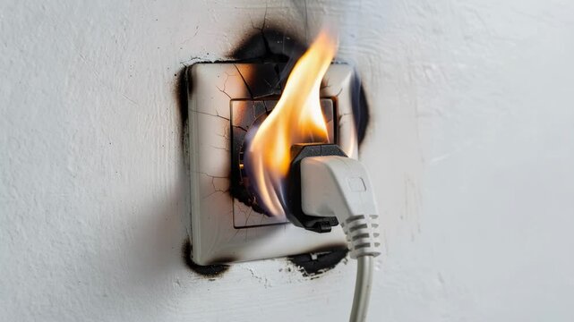 Watch a common electrical outlet turn into a dangerous fire hazard showcasing home safety risks and prevention tips