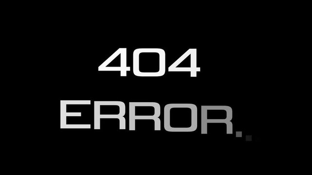 404 error glitch digital screen Suitable for website error pages or technology related designs.4k animation with alpha channel on transparent background