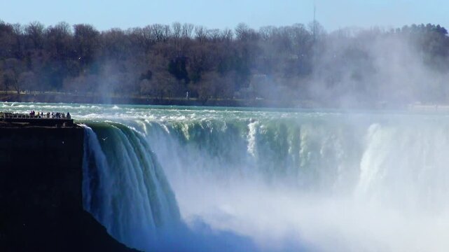 Niagara Falls, a complex of waterfalls on the Niagara River forming the international border between the United States and Canada.