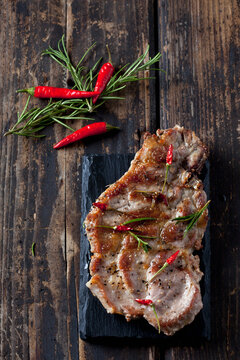 Pork collar cutlets with herbs and spices
