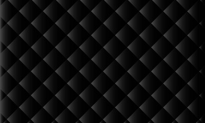 Obraz premium Black Quilted Pattern Background, Dark Diamond Quilting Texture, Padded Leather Upholstery Style Seamless Vector Pattern