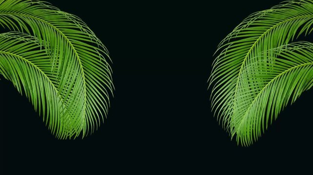 Green palm leaves swaying gently in smooth motion video footage animation