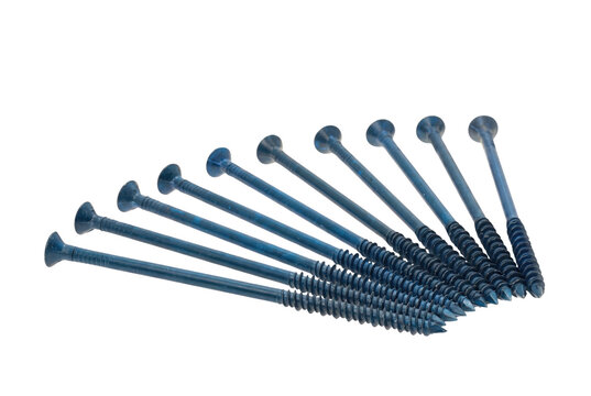 Fan Arrangement of Blue Coated Steel Wood Screws
