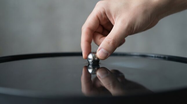Individual's hand delicately placing a silver on water illustrating business resilience and the fluidity of success