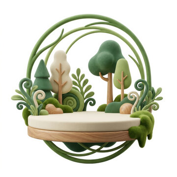 Subtainability Soft 3D Illustration subtainability soft 3d illustration of forest scene with platform and green tree