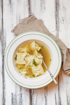 Soup dish of Swabian pockets soup