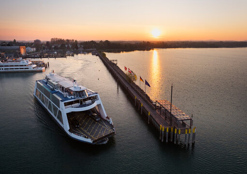 Germany, Friedrichshafen, Lake Constance, ferry in harbour