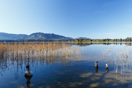 Germany, Bavaria, View of mountains and Staffelsee Lake