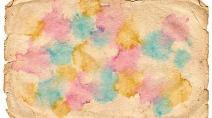 Fototapeta premium Vintage Aged Paper with Colorful Watercolor Stains Background