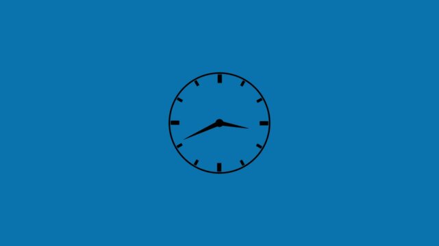 White clock icon with moving arrows in 12 hour loop. Stopwatch animation on black background