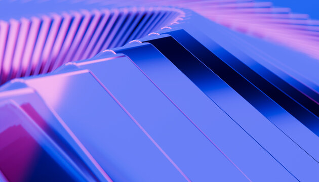 Abstract 3d rendering with dynamic repetition and modern colour contrast