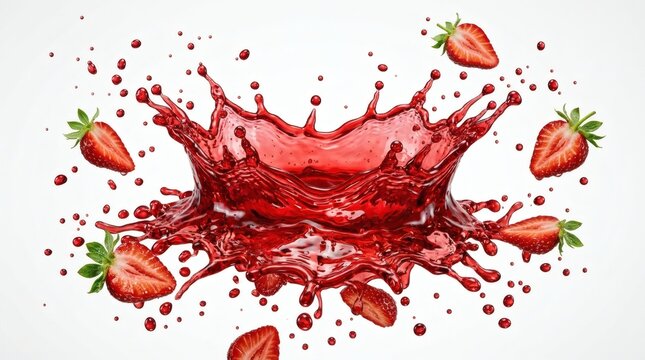 Strawberry Splash Juice Flying Liquid Dynamic Refreshment Beverage