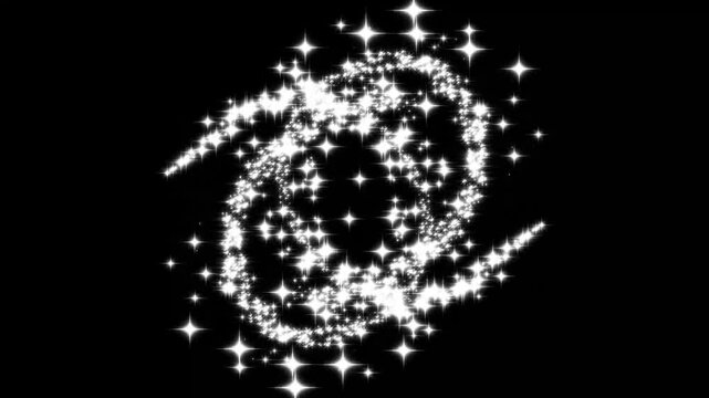 Luxury white glitter sparkle animation, fairy dust, glowing star particles burst, twinkling shimmer line effect, 2d glitter stars line animation, white twinkling particles on black screen.4k video