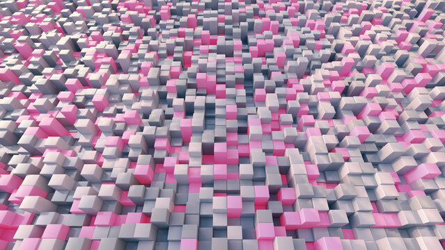Abstract 3D rendering of cubes symbolizing network and community