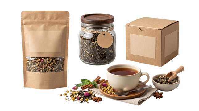 Organic Tea Packaging and Cup Mockup